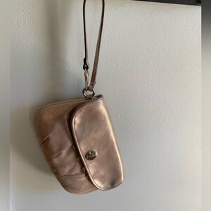 COACH gold metallic clutch wristlet